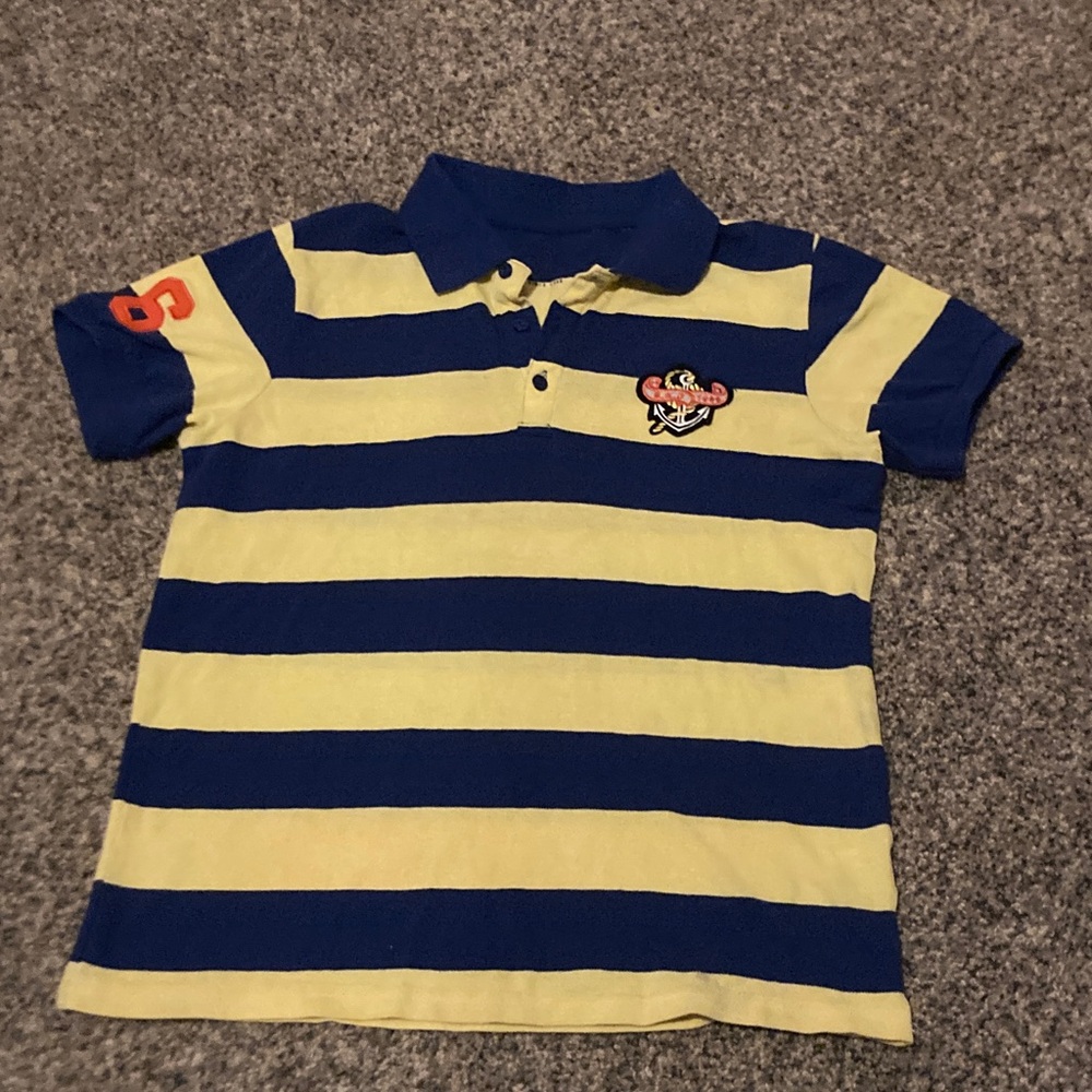 Striped Polo Shirt - Blue and Yellow